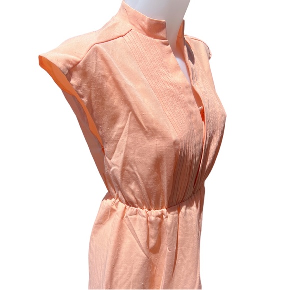 Vintage 70's Sunshine Alley Peach Polyester Sleeveless Dress Size 6P - Picture 5 of 9